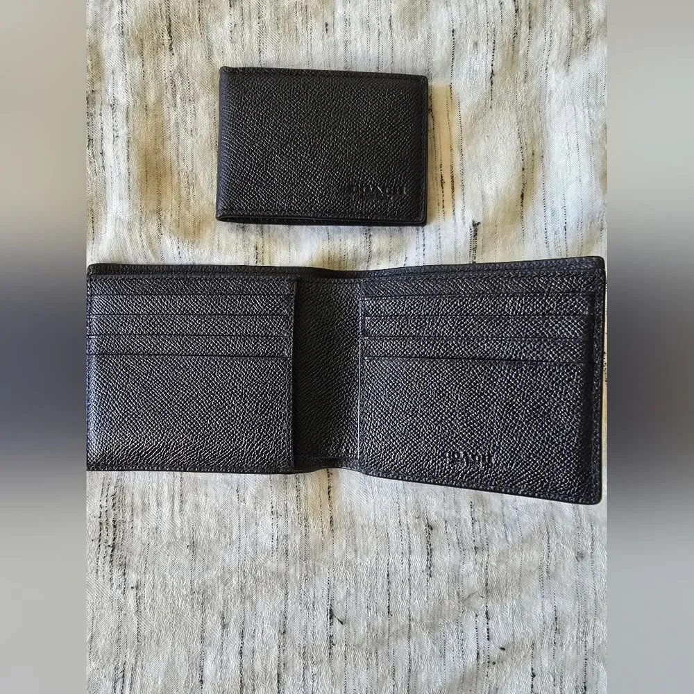 NWOT Coach Black Crossgrain Leather 3-in-1 Wallet